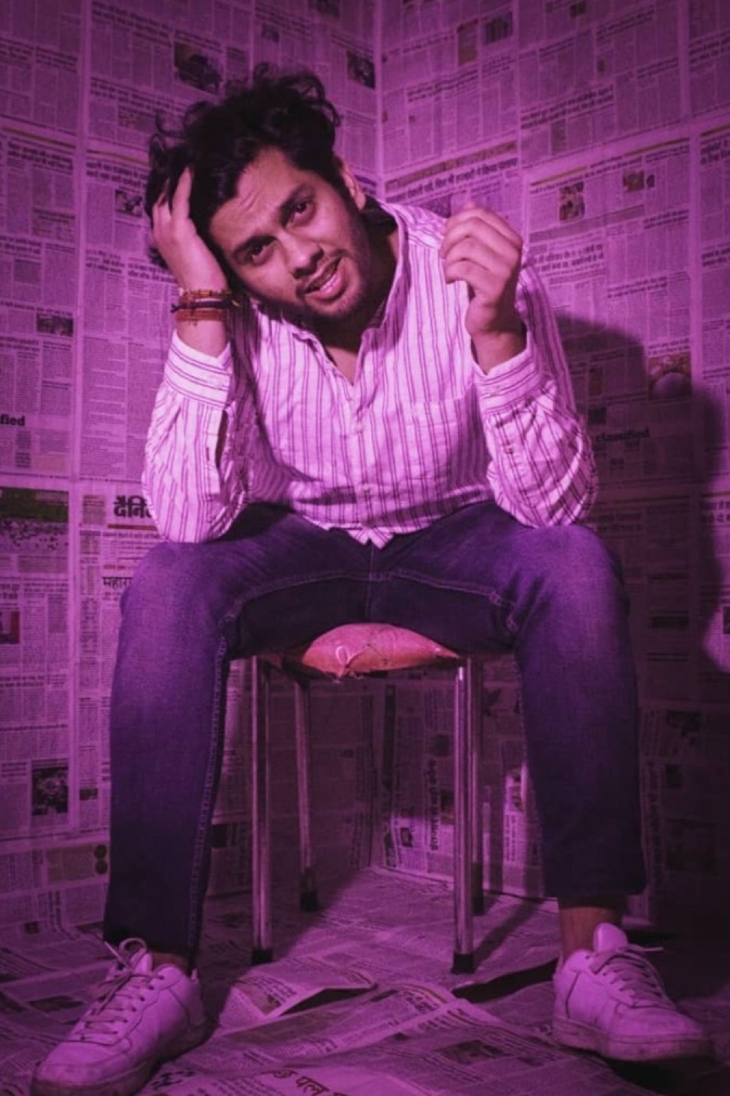 Portrait in purple light